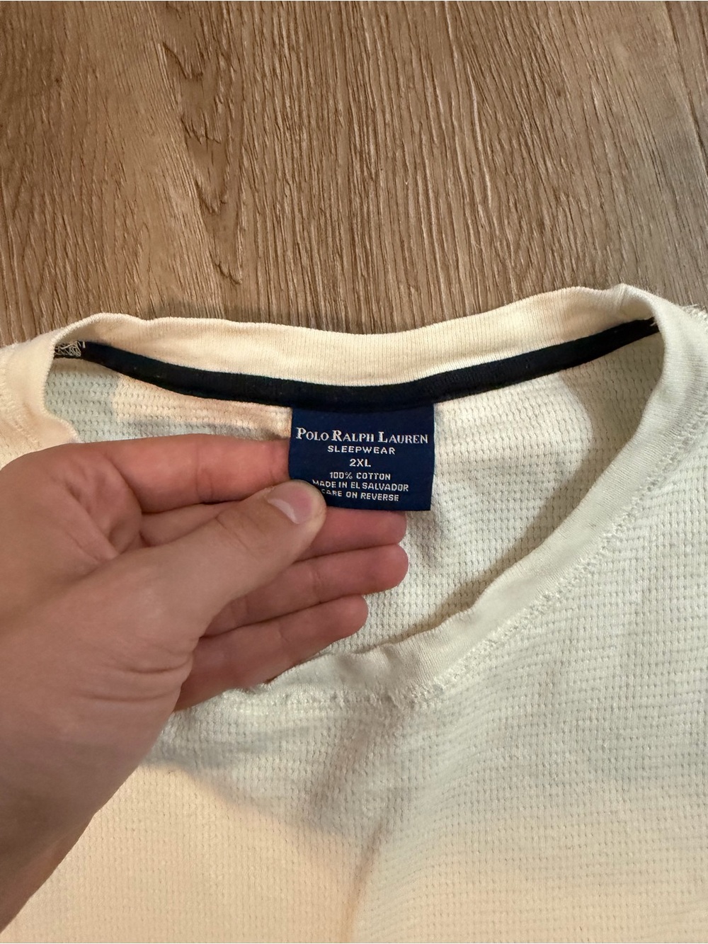 Polo by Ralph Lauren Cream Long Sleeve Waffle Knit Shirt - Picture 2 of 4